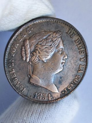 España Isabel II 25 Cént. de Real 1854 Segovia