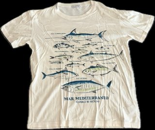 T-shirt D&G bianca con disegni di pesci