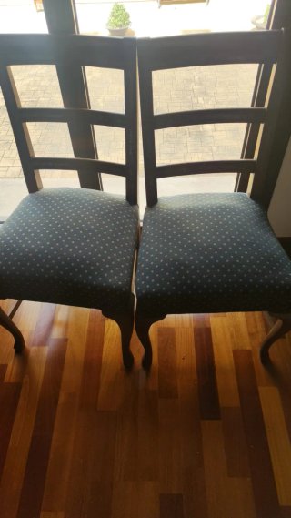 2 Sillas Tapizadas Azul y Marrón 43 x 43 x 90 cm