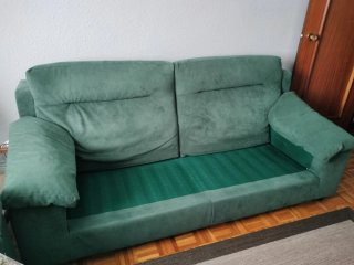 Sofá 3 plazas tela verde