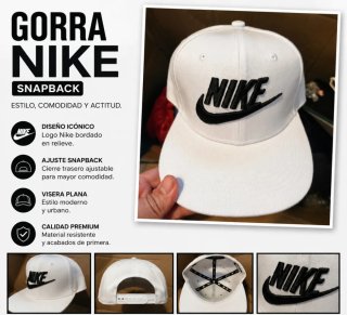Gorra Nike Snapback Blanca Negra