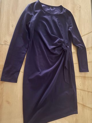 Vestido premamá manga larga lazo cintura morado