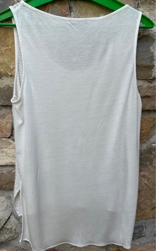 Top Seda Massimo Dutti Beige/Blanco