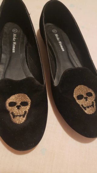 Manoletinas Meke Woman Terciopelo Calaveras T41