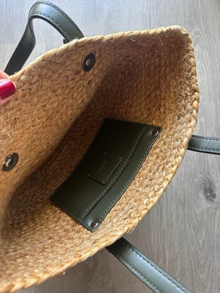 Bolso de playa Zara beige y verde