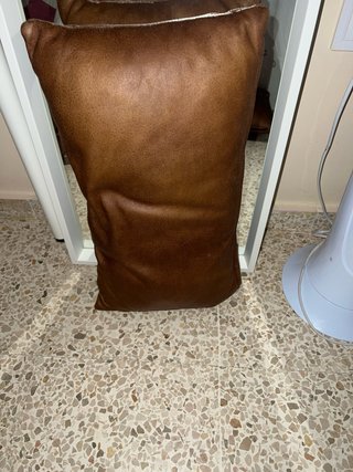 2 Cojines Piel Sintética Marrón
