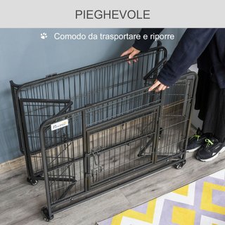 Kennel Gabbia per Cani Pieghevole Doppia Porta con