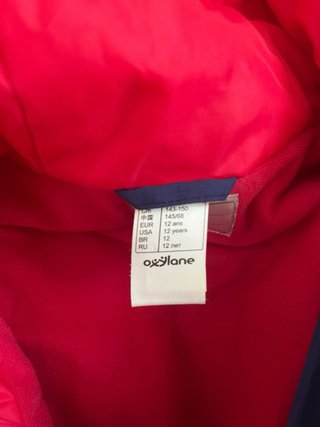 Chaqueta plumas Quechua azul y fucsia rosa