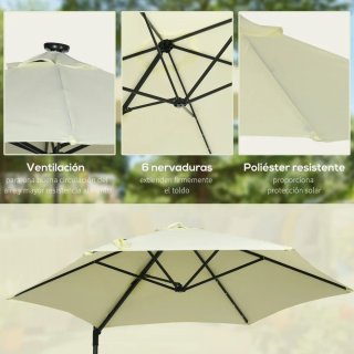 Parasol Terraza Ø256x248 cm con Luces LED