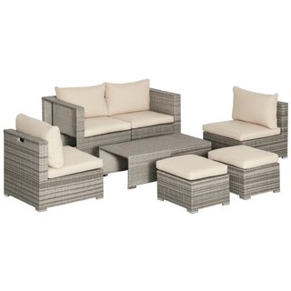 Salotto da Giardino in Rattan PE da 8 Pezzi con Po