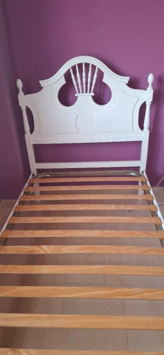 Cama individual blanca 90x190