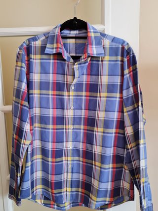 Camisa Cortefiel Cuadros Azul Talla M