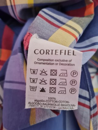 Camisa Cortefiel Cuadros Azul Talla M