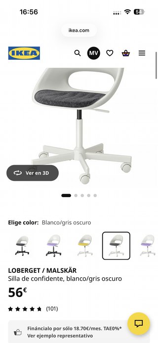 Silla de oficina IKEA LOBERGET / MALSKÄR