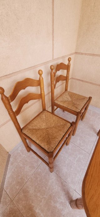 Conjunto mesa comedor madera extensible