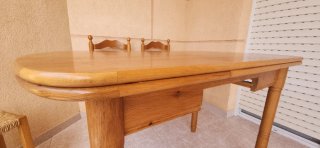 Conjunto mesa comedor madera extensible
