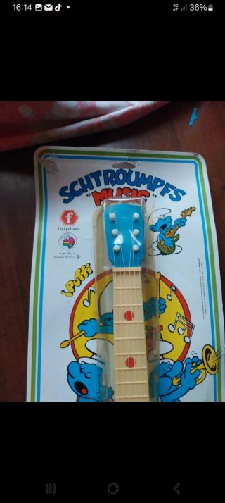 Chitarra giocattolo puffi peyo anni '80 Originale