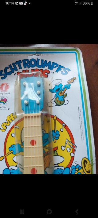 Chitarra giocattolo puffi peyo anni '80 Originale