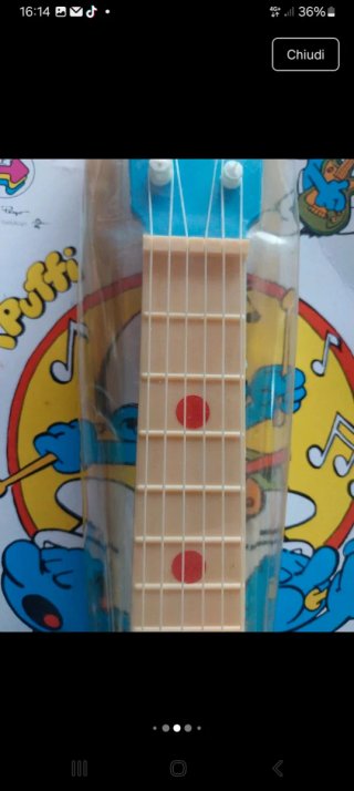 Chitarra giocattolo puffi peyo anni '80 Originale