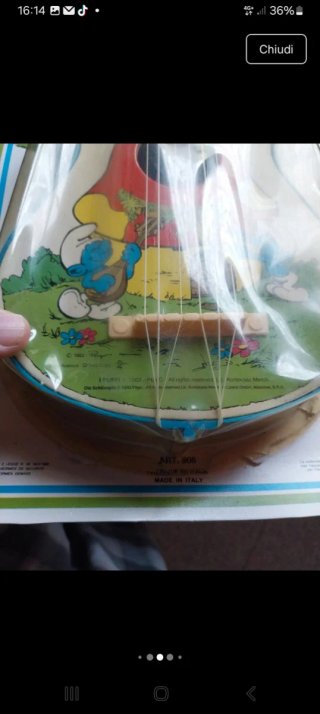 Chitarra giocattolo puffi peyo anni '80 Originale