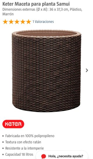 Maceta Keter Samui Ratán Marrón 36x37.3cm