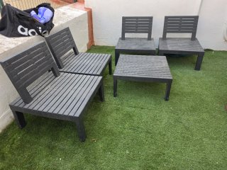 Conjunto Muebles Jardín Plástico Negro