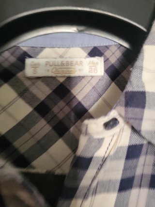 Camisa de cuadros mujer beige y azul