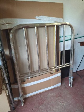 Cabecero cama metal 90 cm plateado. 2 unidades