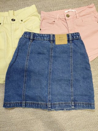 Lote Falda Vaquera + 2 Shorts Verano talla 32-34
