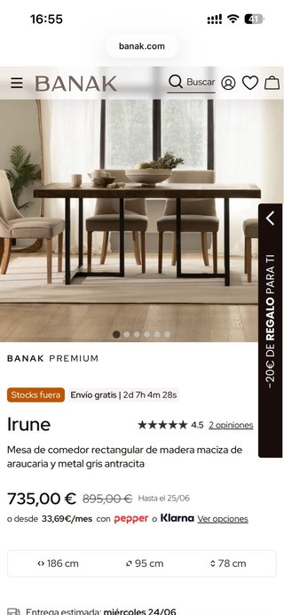 Mesa Banak de madera y metal