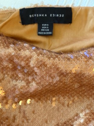 Top Bershka lentejuelas marrón/dorado
