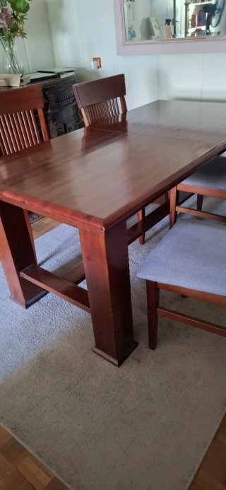 Mesa extensible madera + 6 sillas