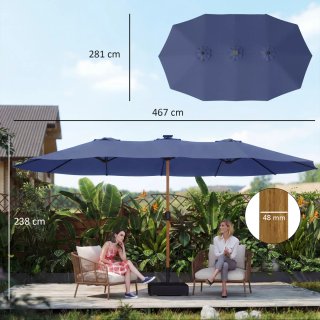 Sombrilla Doble Jardín 4,7x2,8m + Base