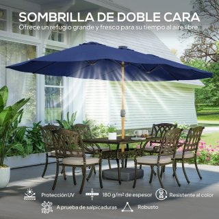 Sombrilla Doble Jardín 4,7x2,8m + Base