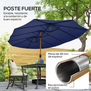 Sombrilla Doble Jardín 4,7x2,8m + Base