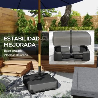 Sombrilla Doble Jardín 4,7x2,8m + Base