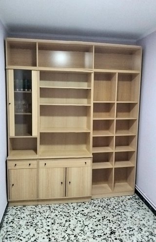 Estantería modular madera y cristal