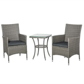 Set Giardino Esterno 3 Pezzi in Rattan PE e Acciai