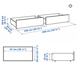 Cama IKEA MALM blanca + 2 cajones de almacenaje