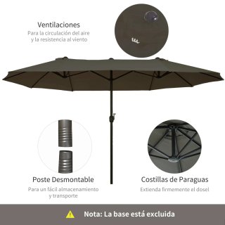 Sombrilla Doble Jardín 460x270cm Marrón