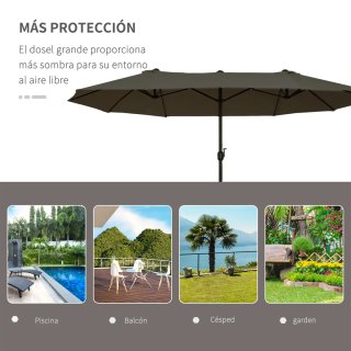 Sombrilla Doble Jardín 460x270cm Marrón