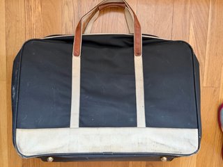 Maleta vintage Loewe negra y beige