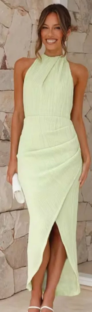 Vestido invitada verde talla única