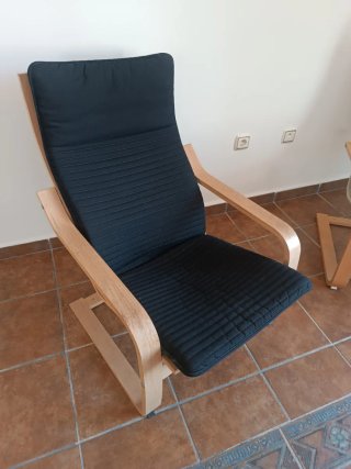 Sillones Ikea Madera Tela Negro y Gris.