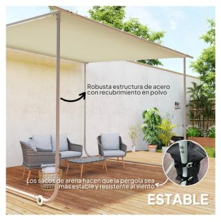 Pérgola de jardín blanca y beige