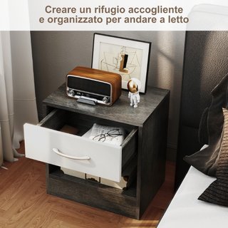 Set 2 Comodini Moderni con Ripiano Aperto e Casset