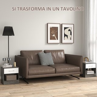Set 2 Comodini Moderni con Ripiano Aperto e Casset