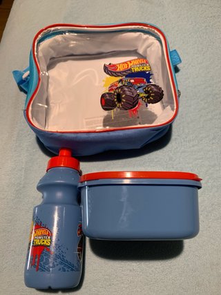 Mochila Hot Wheels con Botella y Tupper
