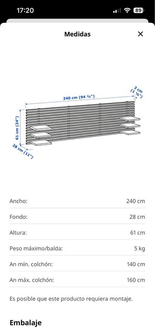 Cabecero Ikea Mandal madera