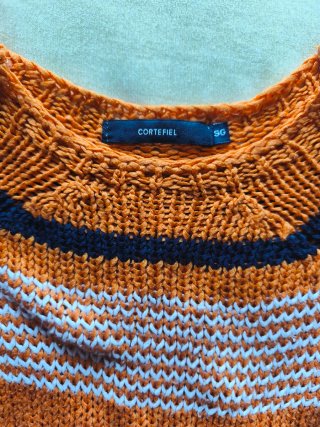 Jersey Cortefiel rayas naranja y blanco Talla M